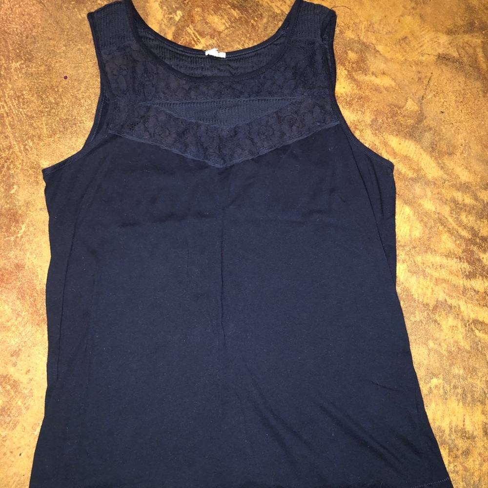 Navy Tank With Lace Top